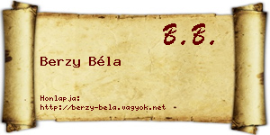 Berzy Béla névjegykártya